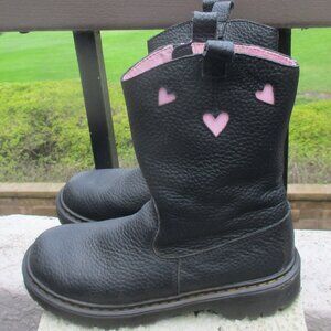 Dr. Martens ~ Bex Heart Black Leather Boots ~ 5 Ladies